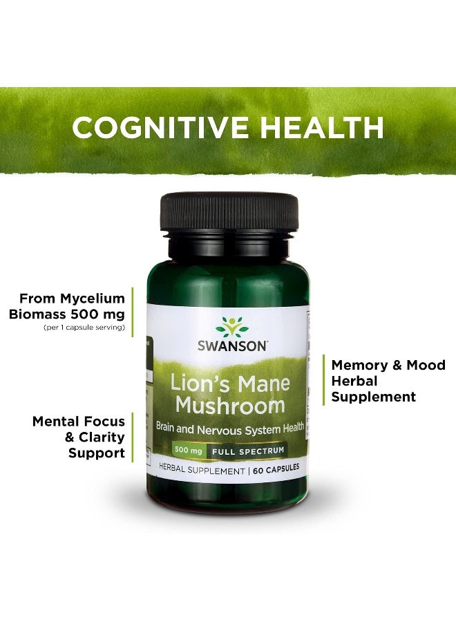 Swanson Full Spec Lion's Mane Mushroom 60 Capsules - Image 4